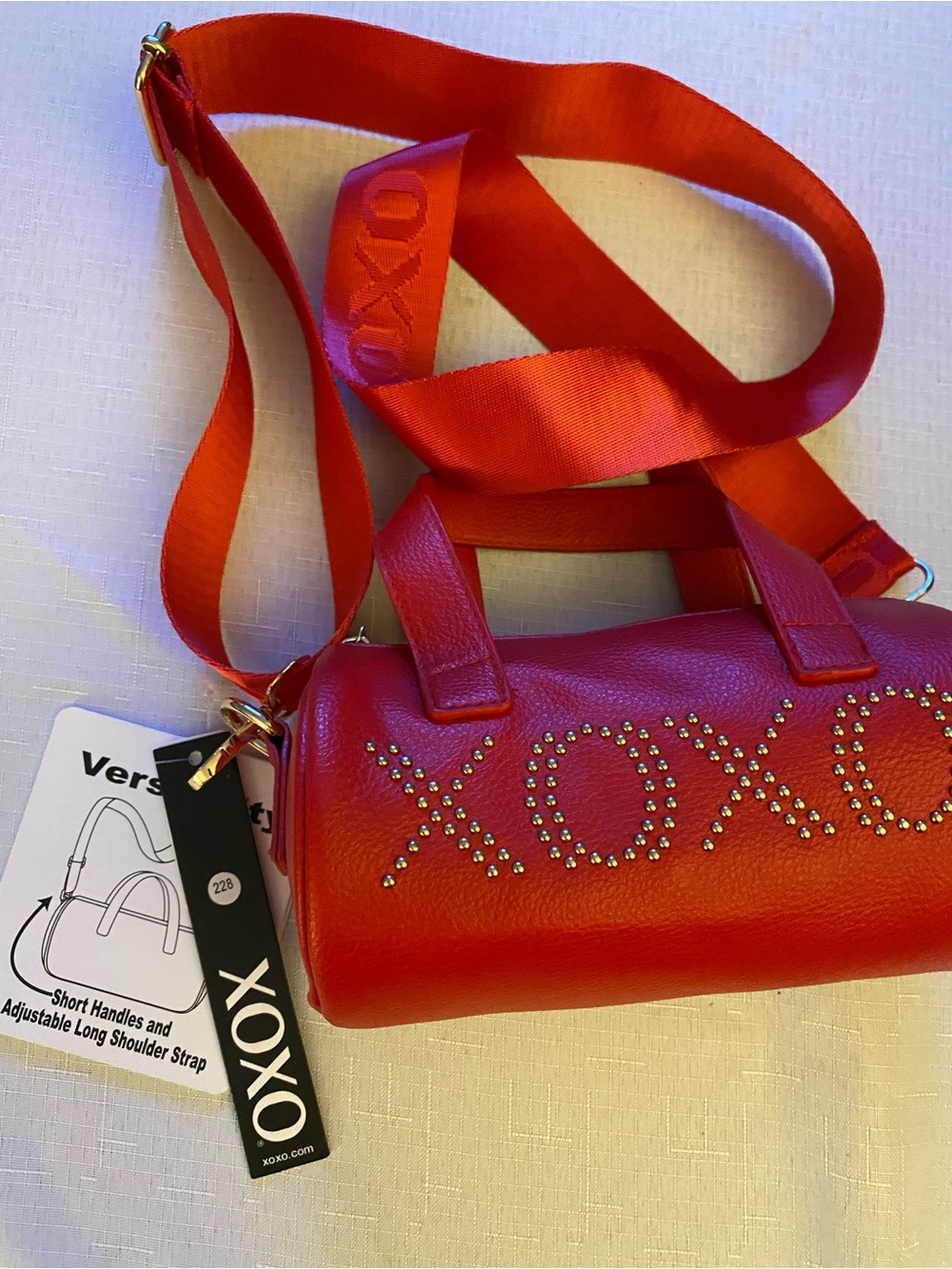 XOXO Red Studded Barrel Crossbody